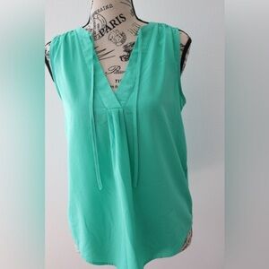 Merona Green Tie Front Blouse Relaxed Style